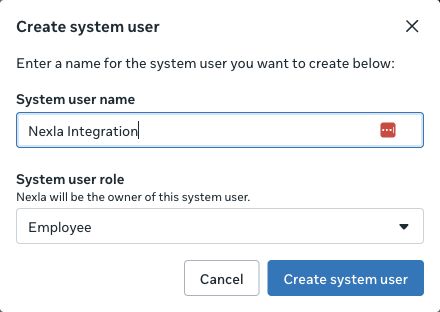 Create system user dialog showing the name field and Employee role selected.