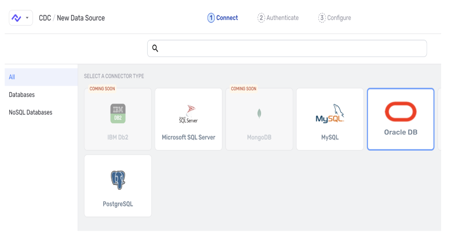 Select Oracle DB from the connector tiles